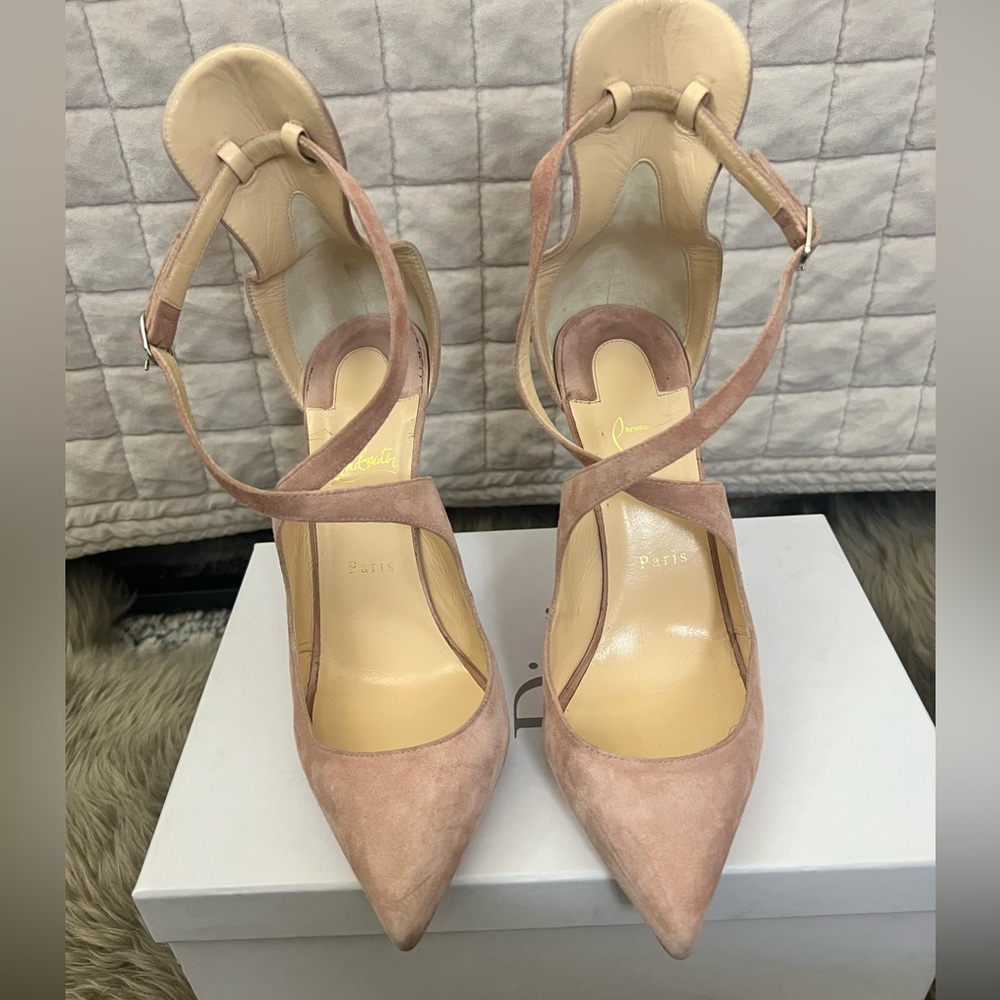 SOLD‼️Christian Louboutin pink suede heel- 42 - Picture 1 of 14